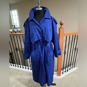 Charles Klein Royal Blue RAIN TRENCH COAT, UTILITARIAN, MADE IN POLAND SZ 18 1/2